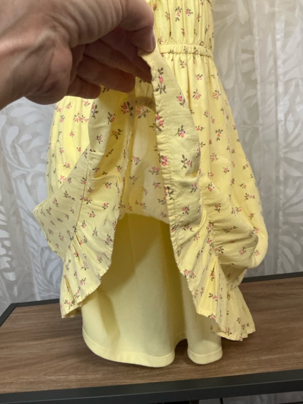 one clothing Yellow Floral Tie-Front Mini Sun Dress Juniors Large/ Adult Small - Picture 7 of 9